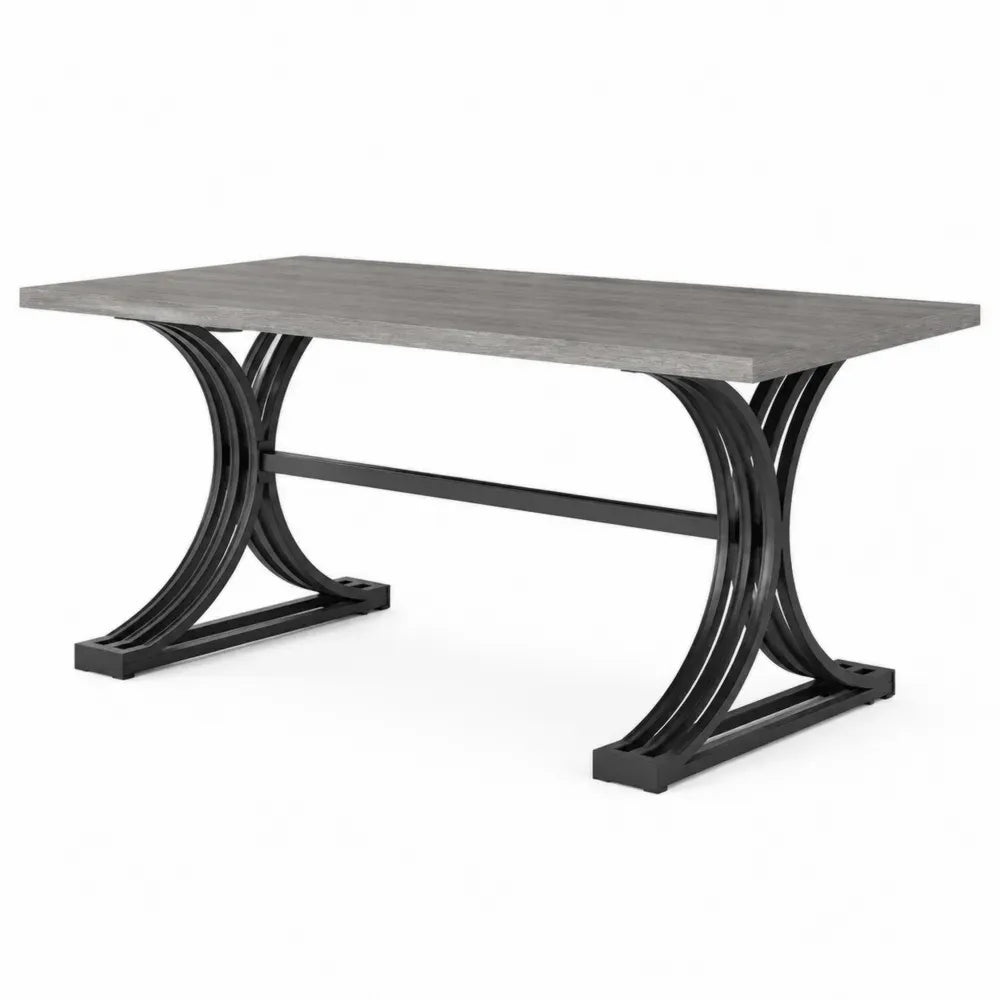 Schreibtisch Bürotisch 180 x 80 x 75 cm MDF Platte mit Melaminharzbeschichtung Stahlgestell rechteckig Grau Schwarz