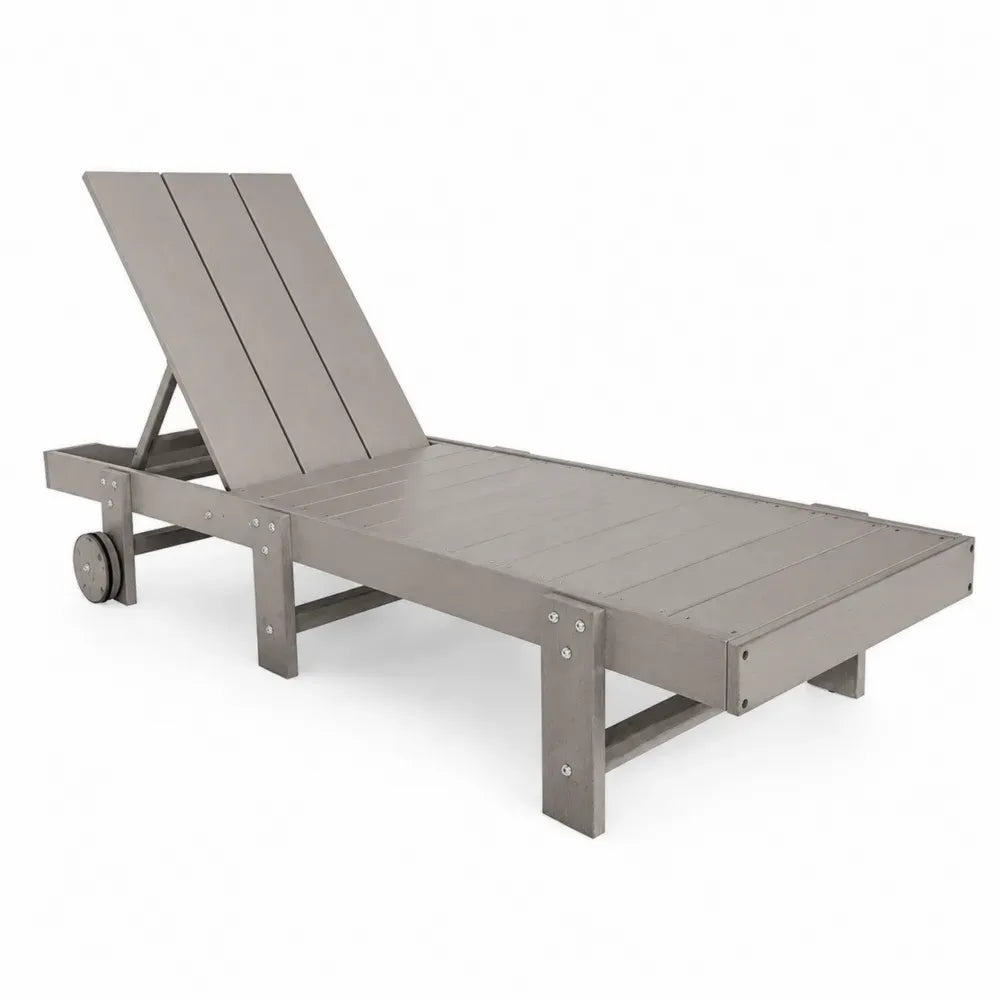 Sonnenliege rechteckig mit Rollen und verstellbarer Rückenlehne 198 x 66 x 96 cm HDPE Kunststoff Grau