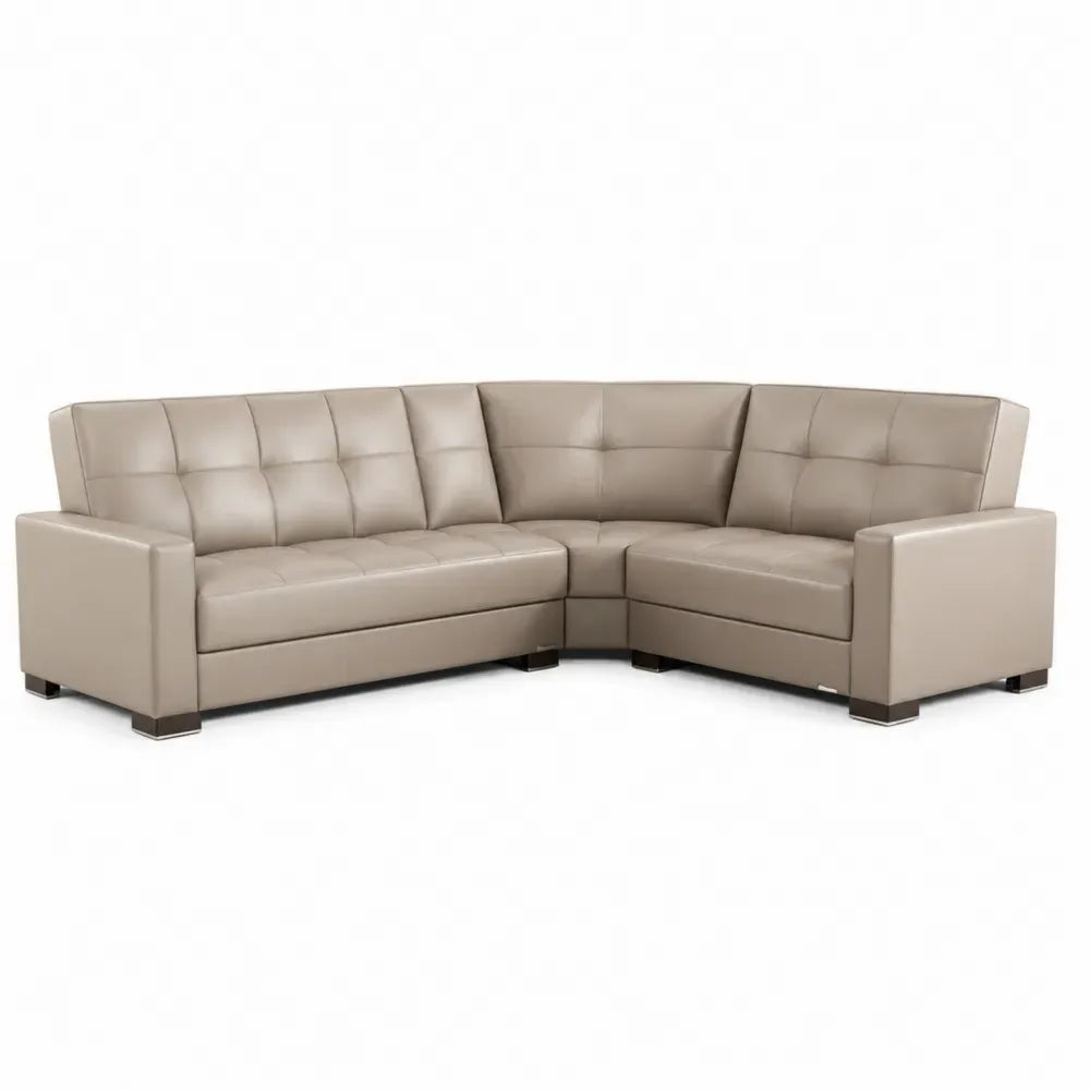 Ecksofa L-Form 5-Sitzer 260 x 260 x 85 cm PU Kunstleder Sperrholz taupe schwarz