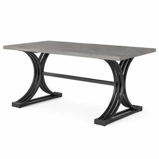 Schreibtisch Bürotisch 180 x 80 x 75 cm MDF Platte mit Melaminharzbeschichtung Stahlgestell rechteckig Grau Schwarz