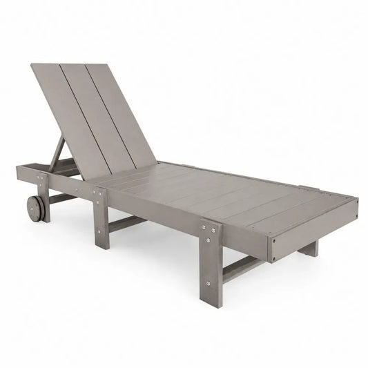 Sonnenliege rechteckig mit Rollen und verstellbarer Rückenlehne 198 x 66 x 96 cm HDPE Kunststoff Grau