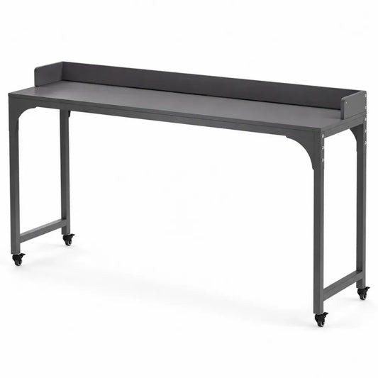 Rollbarer Schreibtisch Bürotisch mit Ablagekante 120 x 50 x 85 cm MDF Platte Stahlgestell rechteckig Anthrazit Schwarz