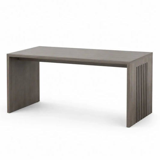 Schreibtisch Bürotisch 180 x 80 x 75 cm Spanplatte Melaminharzbeschichtung rechteckig Grau Holzdekor mit Seitenwangen